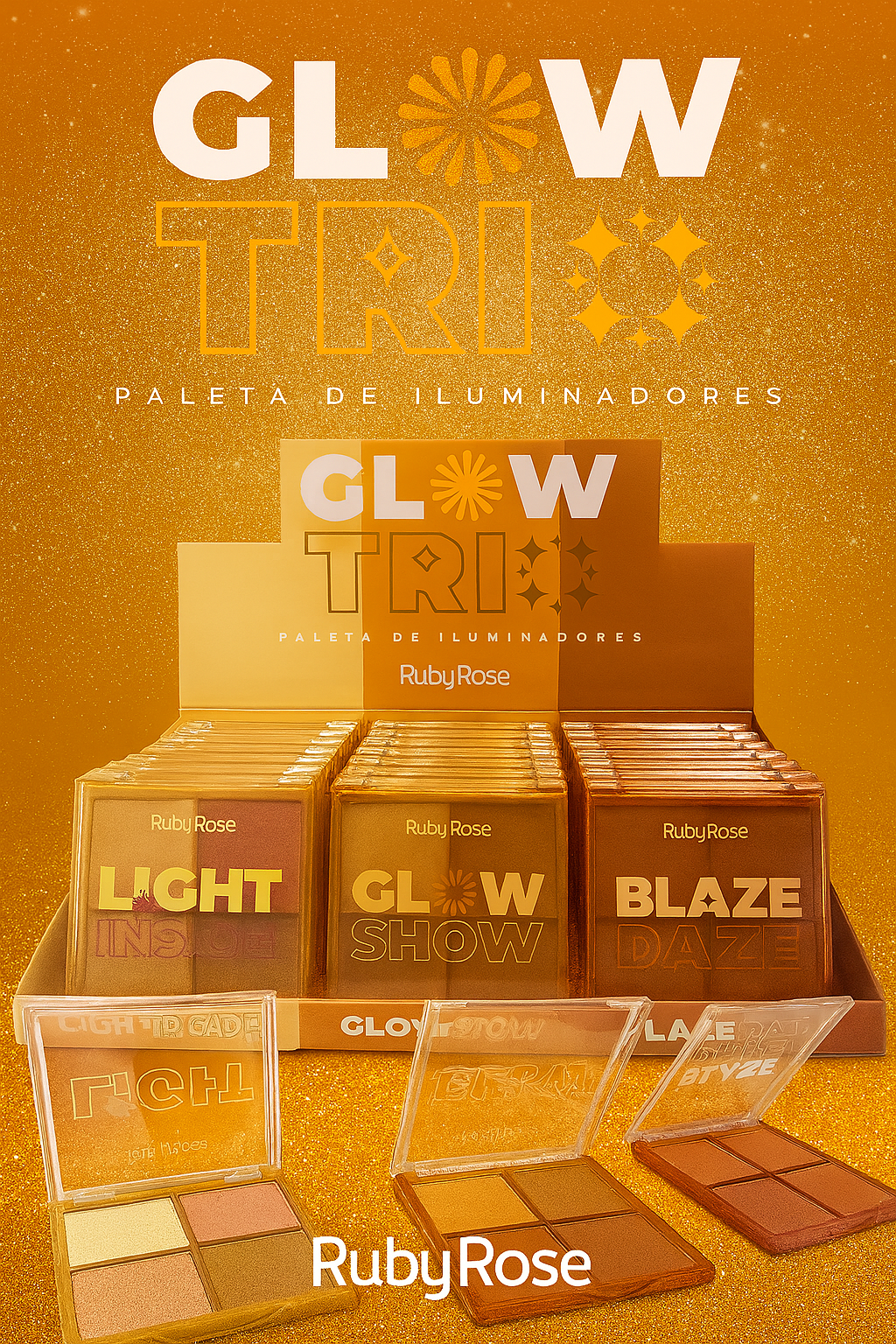 HIGHLIGHT ILUMINADOR GLOW TRIO RUBYROSE HB-7523