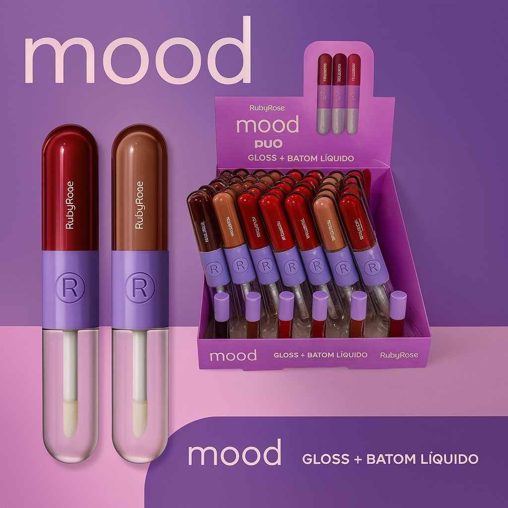 GLOSS + BATOMLIQUIDO MOOD DUO RUBYROSE HB-F569