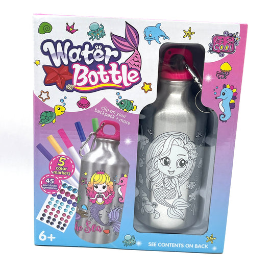 WATER BOTTLE ALUMINIO PARA COLOREAR ROSA 25002