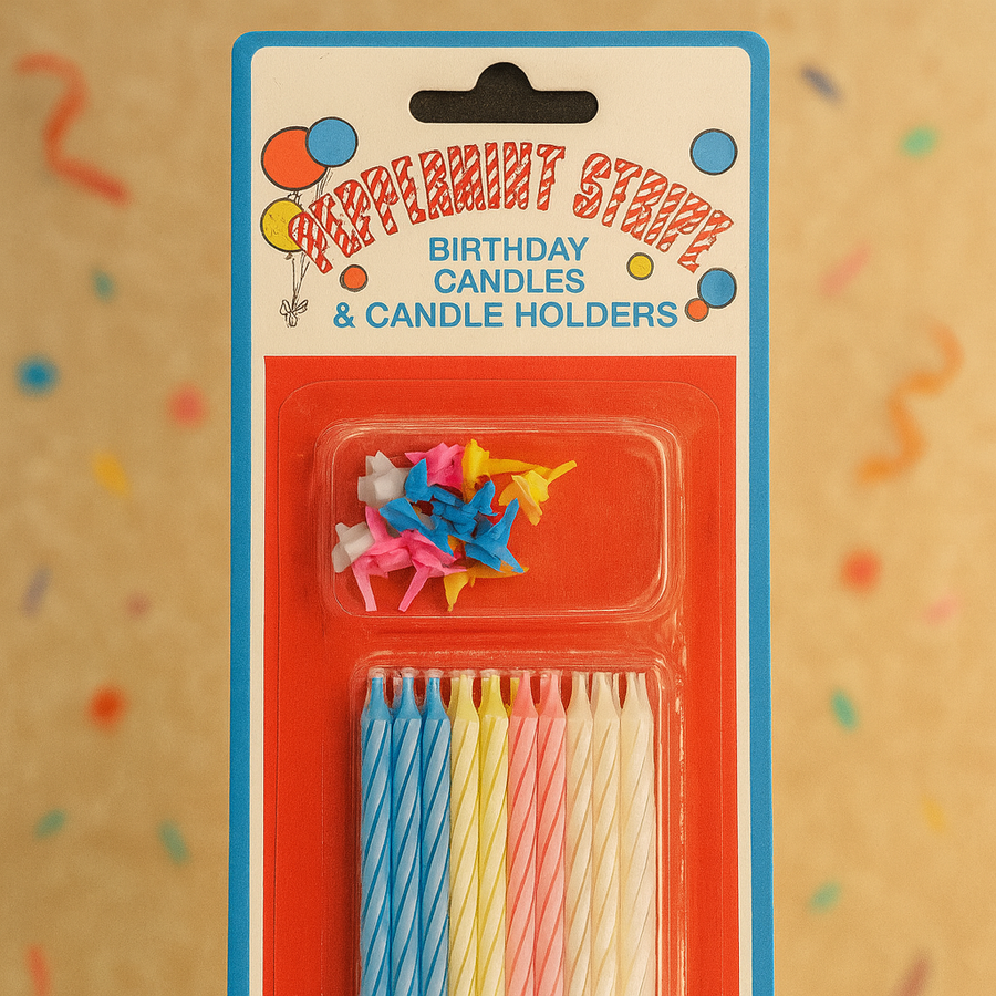 PEPPERMINT STRIPE BIRTHDAY CANDLES HOLDERS CX-9