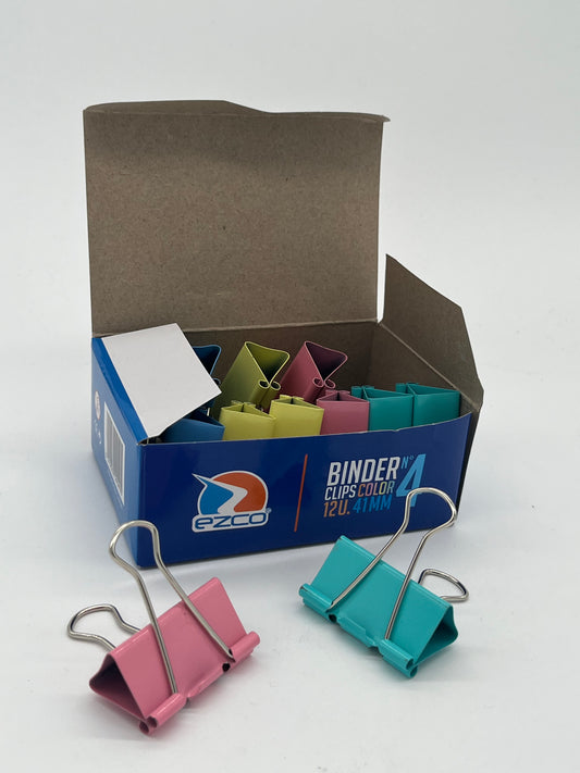 BINDER CLIP COLOR X12 N4 41MM EZCO