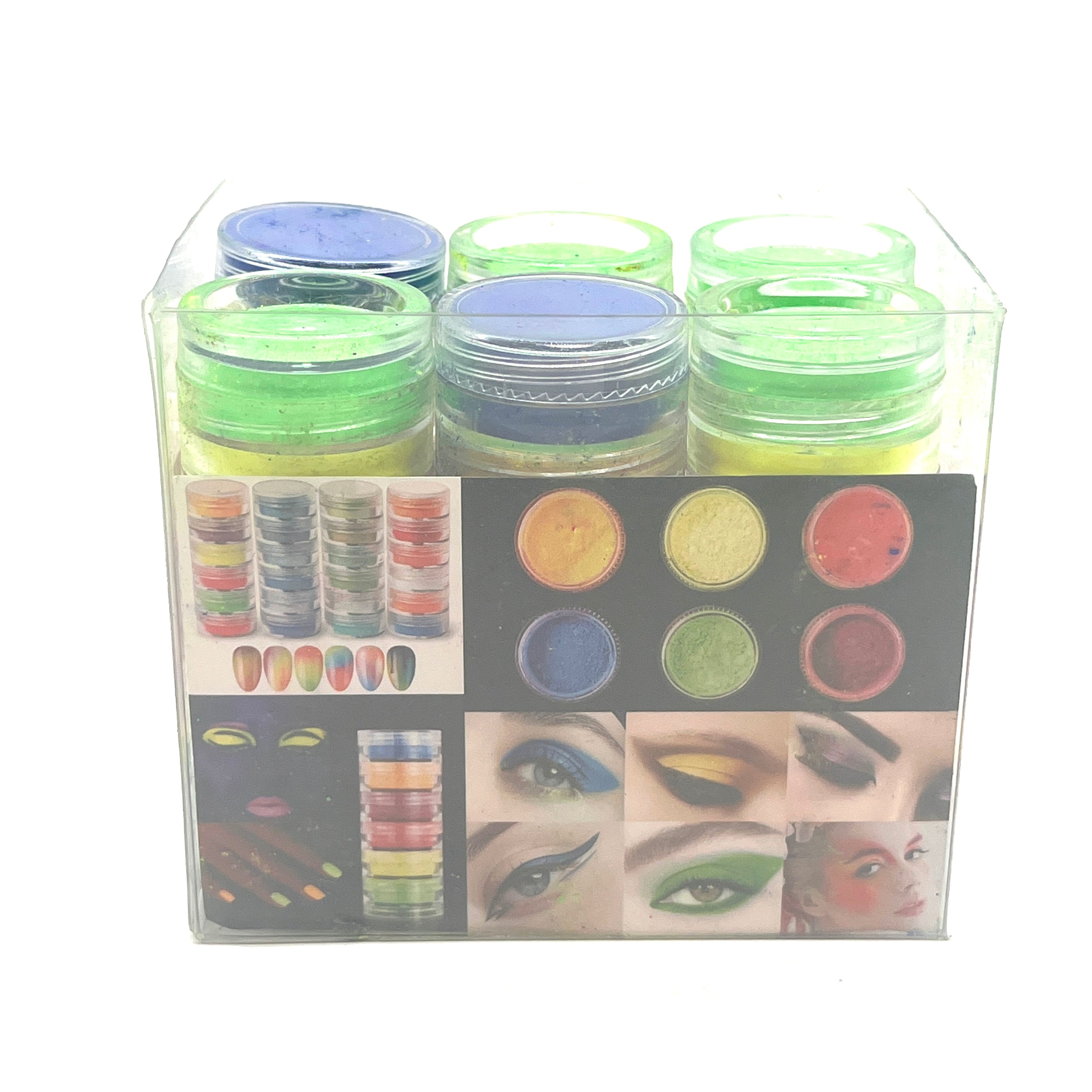 6PACK DE 6 SOMBRAS PARA OJO NEON MAQUILLAJE FLUO