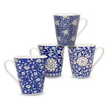 TAZA COLOR SURT C/DECOR AZUL-C4618