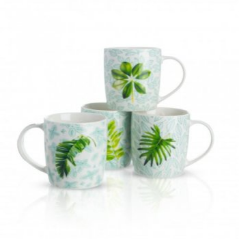 TAZA 350ML BCO/HOJAS VDES C5467