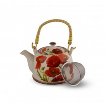 TETERA CERAM CON FLORES ROJAS D4241