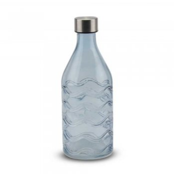 BOTELLA RED CELESTE CON ONDAS TAP ACERO C5982