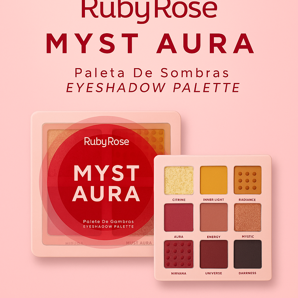 PALETA DE SOMBRAS MYST AURA RUBYROSE HB-E2203
