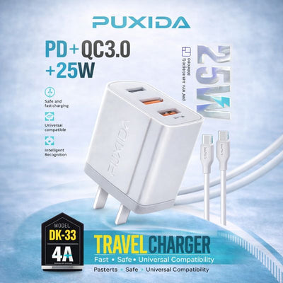 CARGADOR TYPE C TO TYPE C 25W PUXIDA DK-33