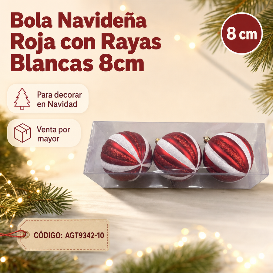 BOLAS DORADAS/ROJAS Y BLANCAS X3 AGT9342-10