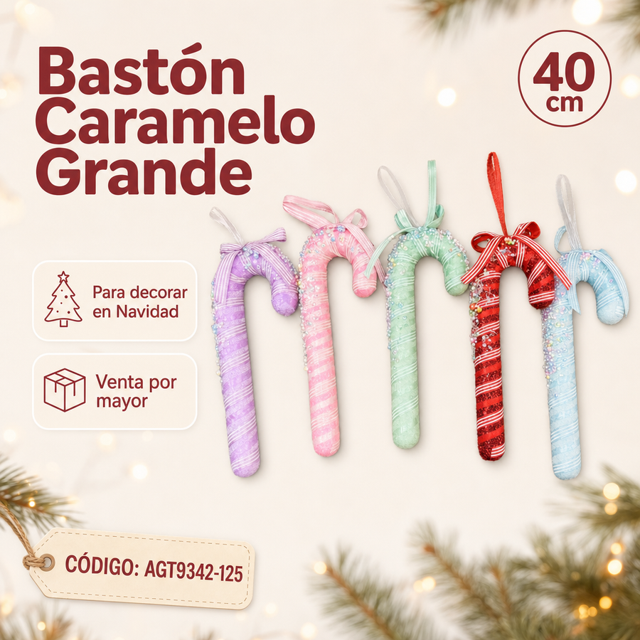 BASTON CARAMELO CON LAZOS DECORADO AGT9342-125