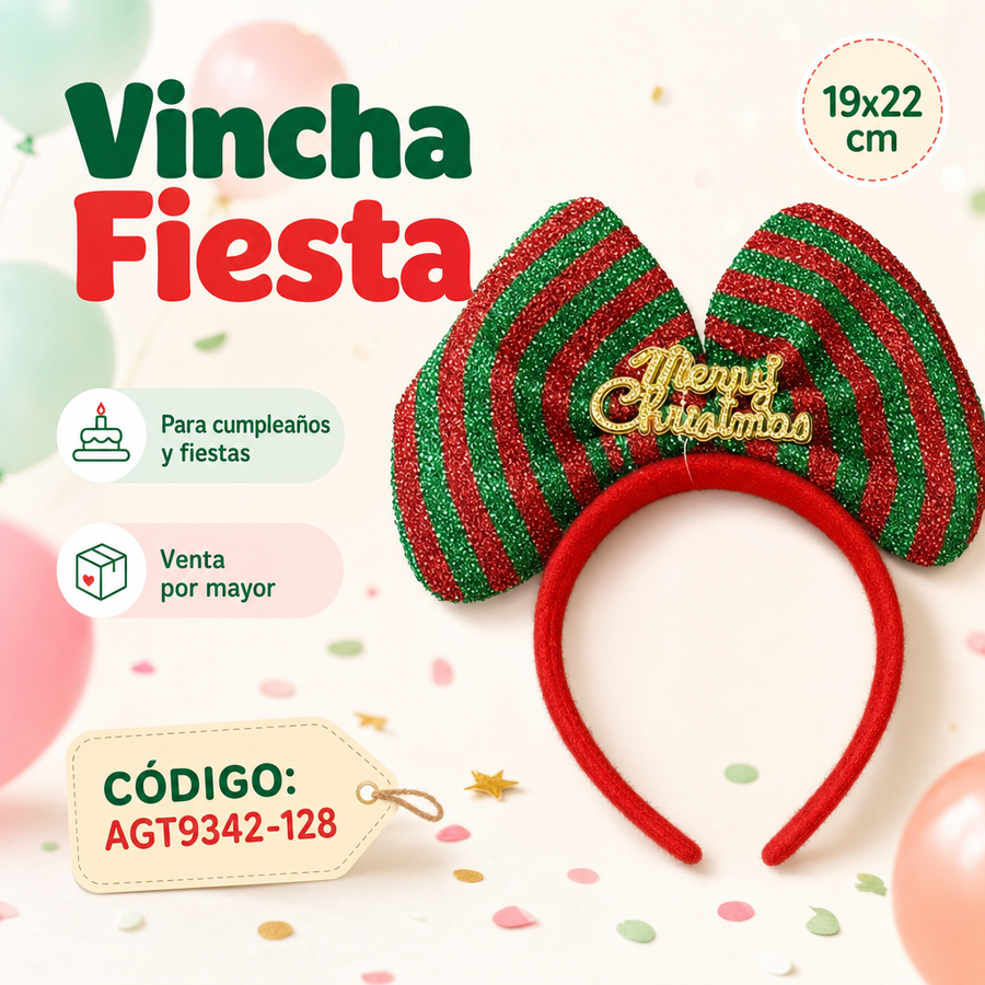 VINCHA MONO ROJO/VERDE MERRY XMAS AGT9342-128