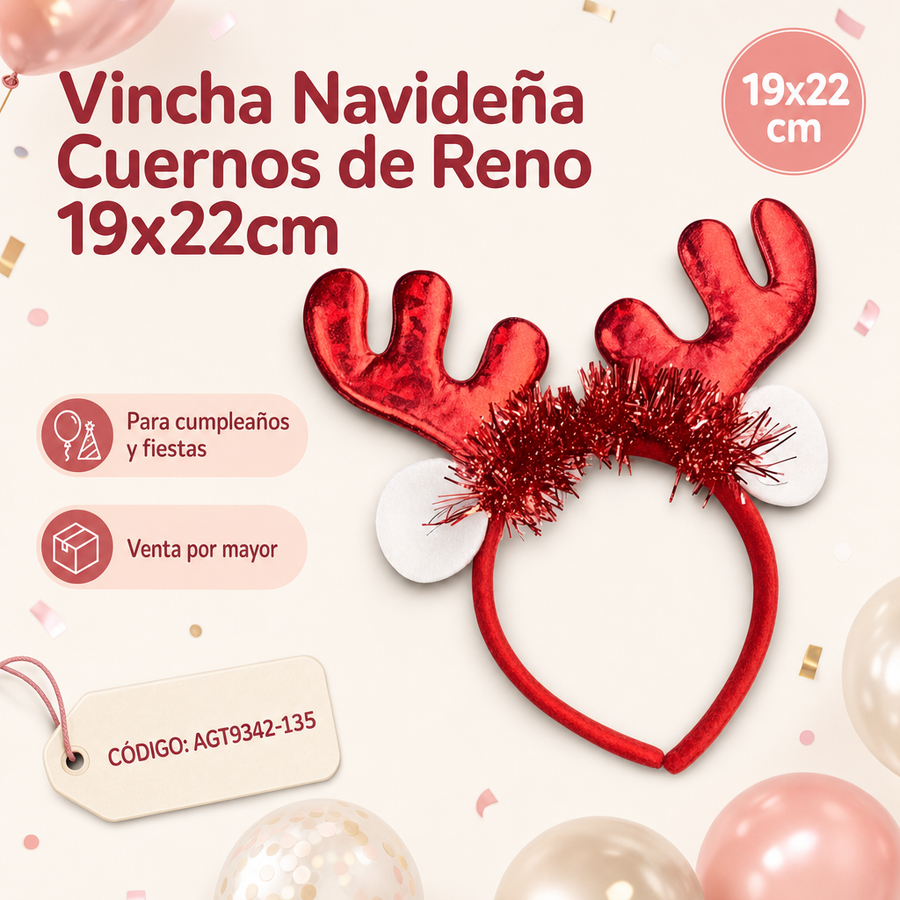 VINCHA VENADO BRILLOSO CON OREJAS AGT9342-135