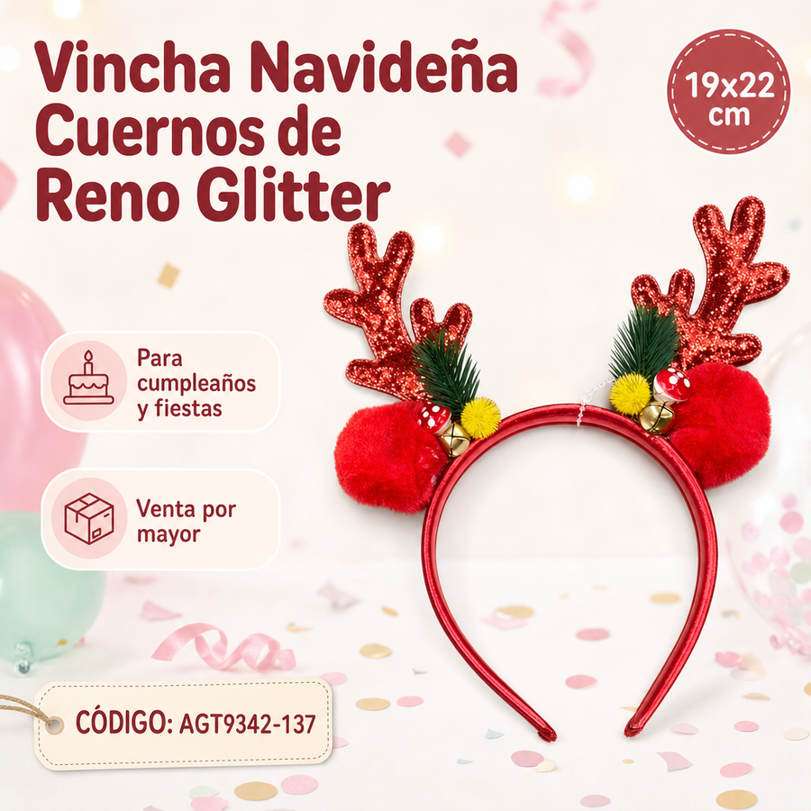 VINCHA CIERVO BRILLOSA C/ POMPON AGT9342-137