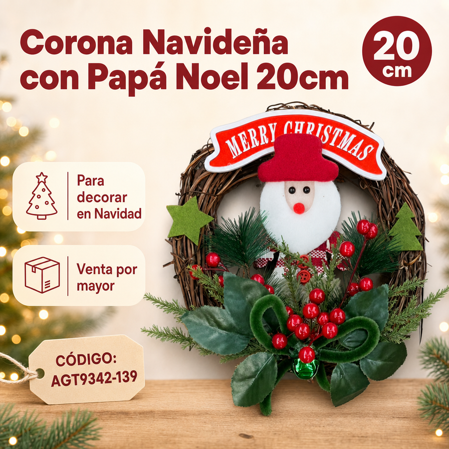 CIRCULO DE MIMBRE MERRY CHRISTMAS AGT9342-139