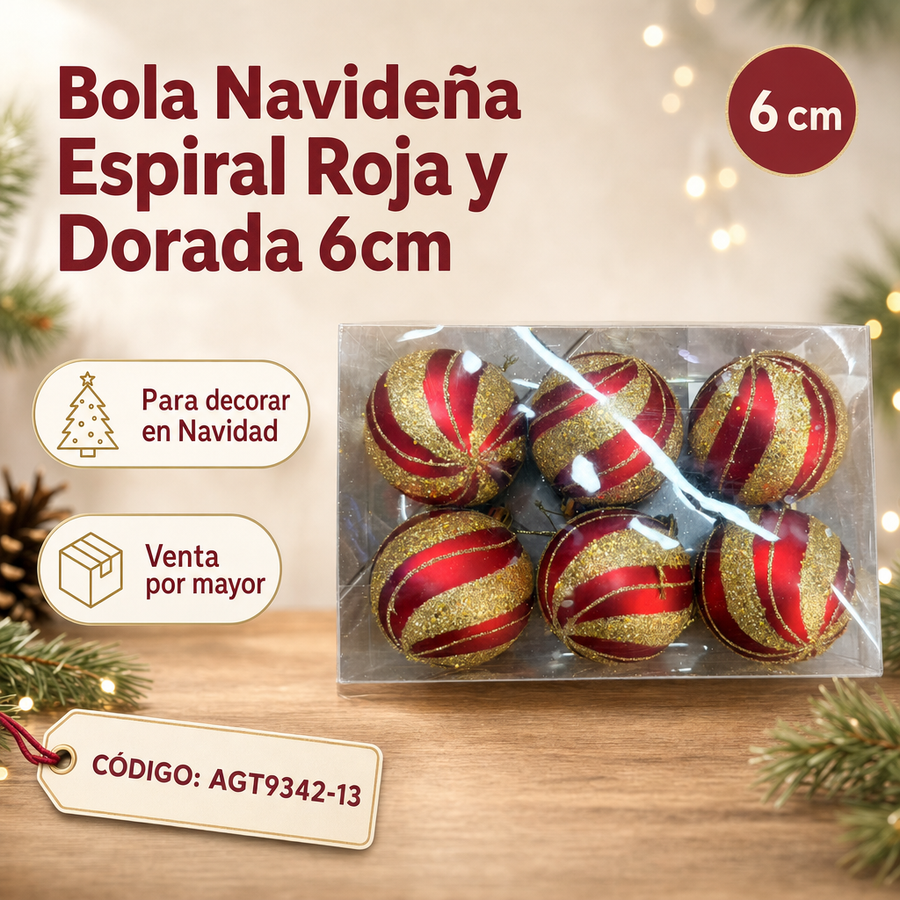 BOLAS ROJAS Y DORADAS X6 AGT9342-13