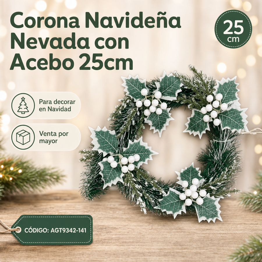 RUEDA VERDE C/HOJAS Y NIEVE AGT9342-141