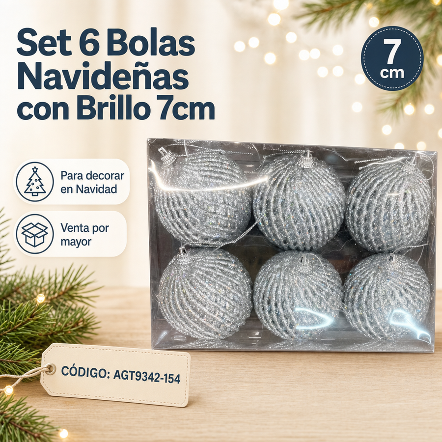 ESFERAS BRILLOSAS CON RELIEVE X6 AGT9342-154