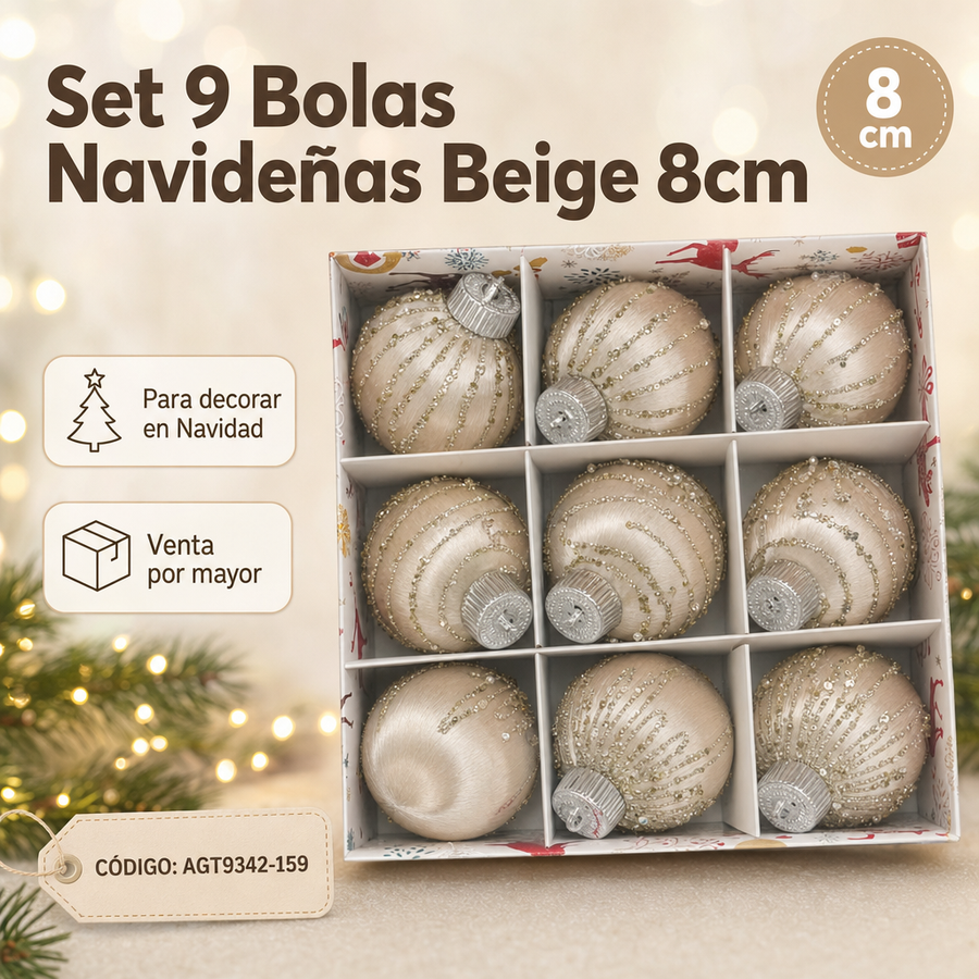 ESFERAS NAVIDENAS X9 DORADAS AGT9342-159