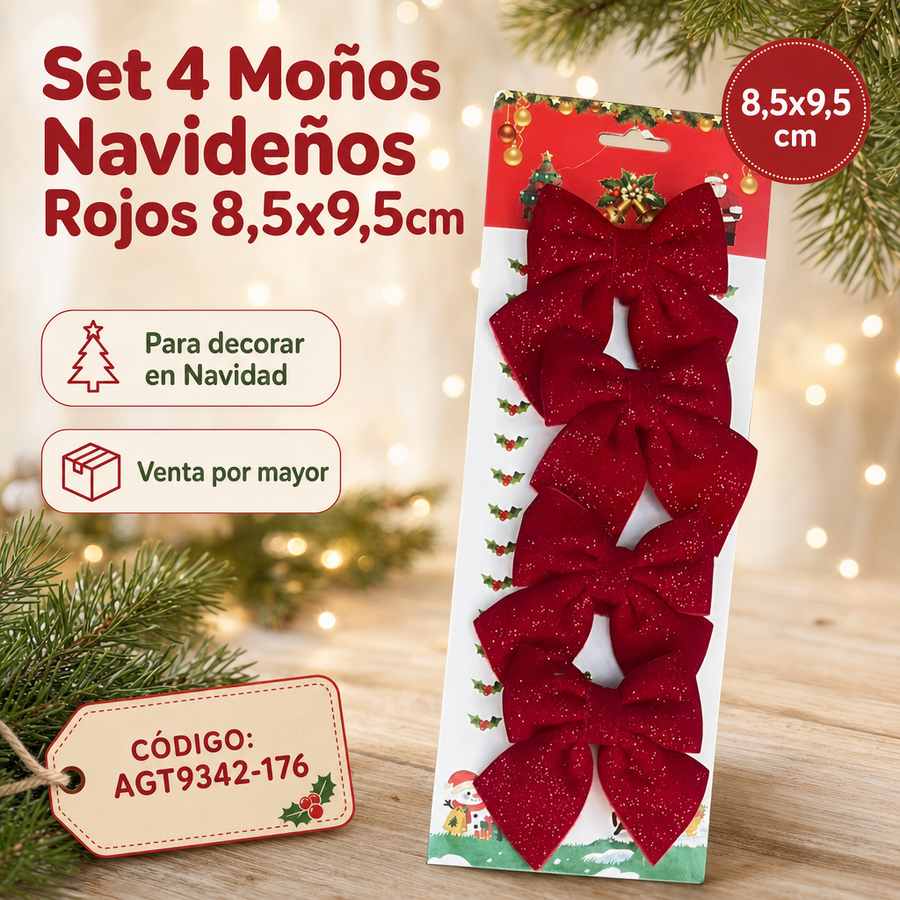 MONO NAVIDENO ROJO CON BRILLO X4 AGT9342-176