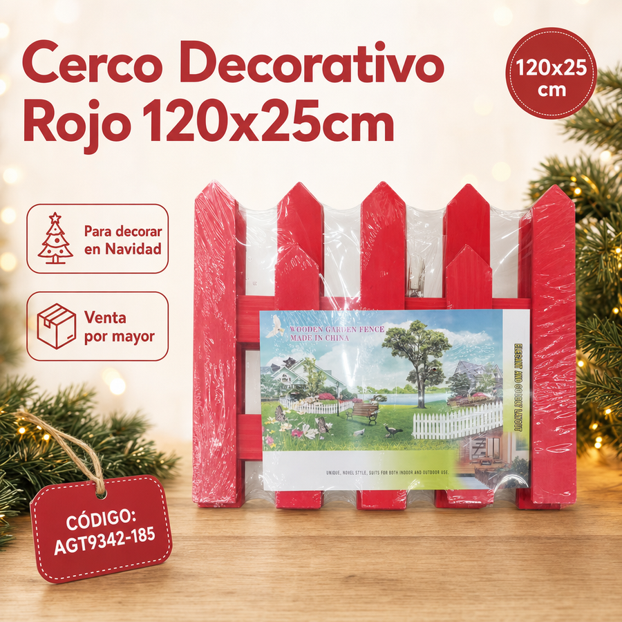 WOODEN GARDEN FENCE ROJO 120X25CM AGT9342-185