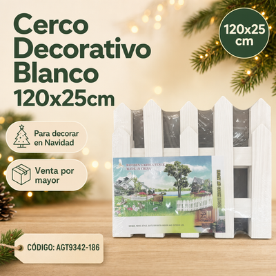 WOODEN GARDEN FENCE BLANCO MADERA 120X25CM AGT9342-186