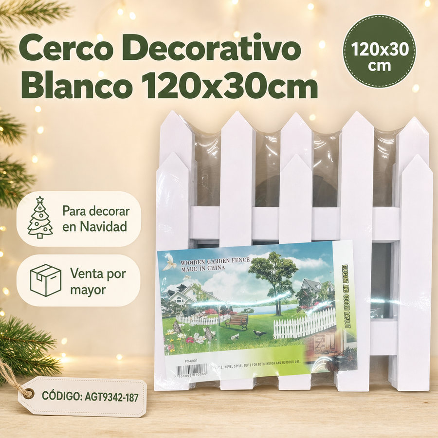 WOODEN GARDEN FENCE BLANCO 120X30CM AGT9342-187