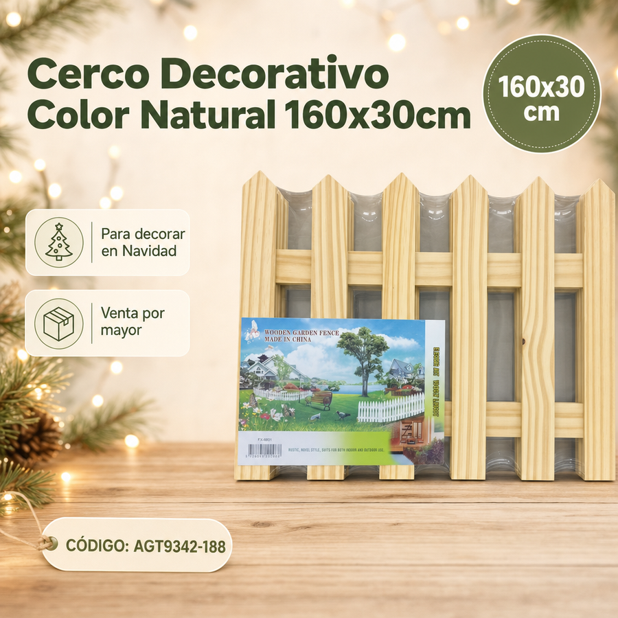 WOODEN GARDEN FENCE MADERA 160X30CM AGT9342-188