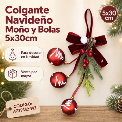 MOÑO CON ESFERASX3 ROJO C/BLANCO AGT9342-192