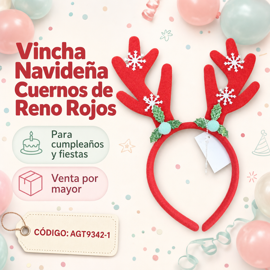 VINCHA ROJA CIERVO NAVIDEÑO AGT9342-1
