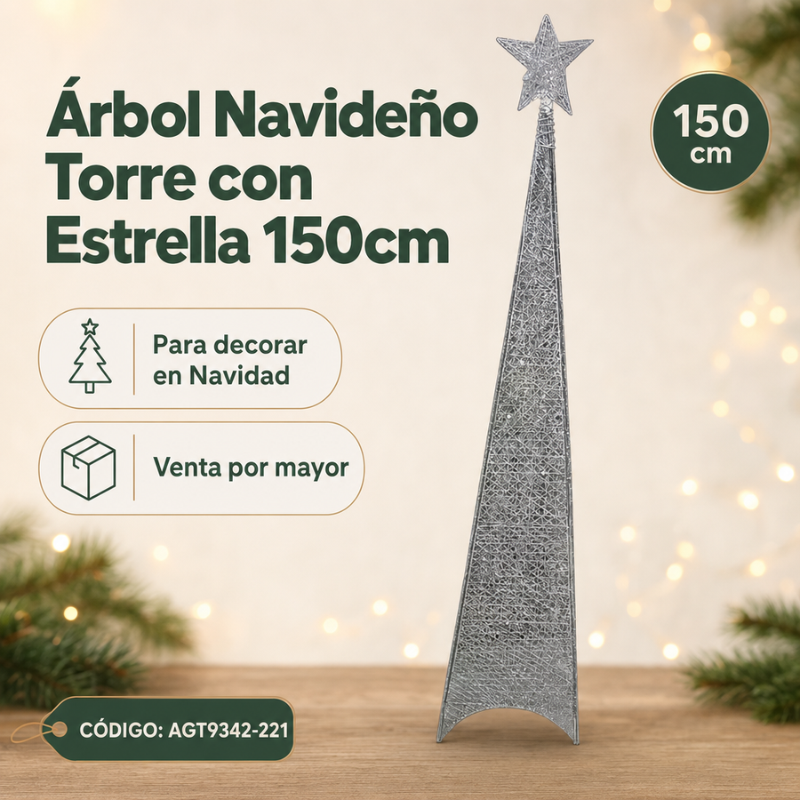 ARBOL NAVIDEÑO CON ESTRELLA 150CM AGT9342-221