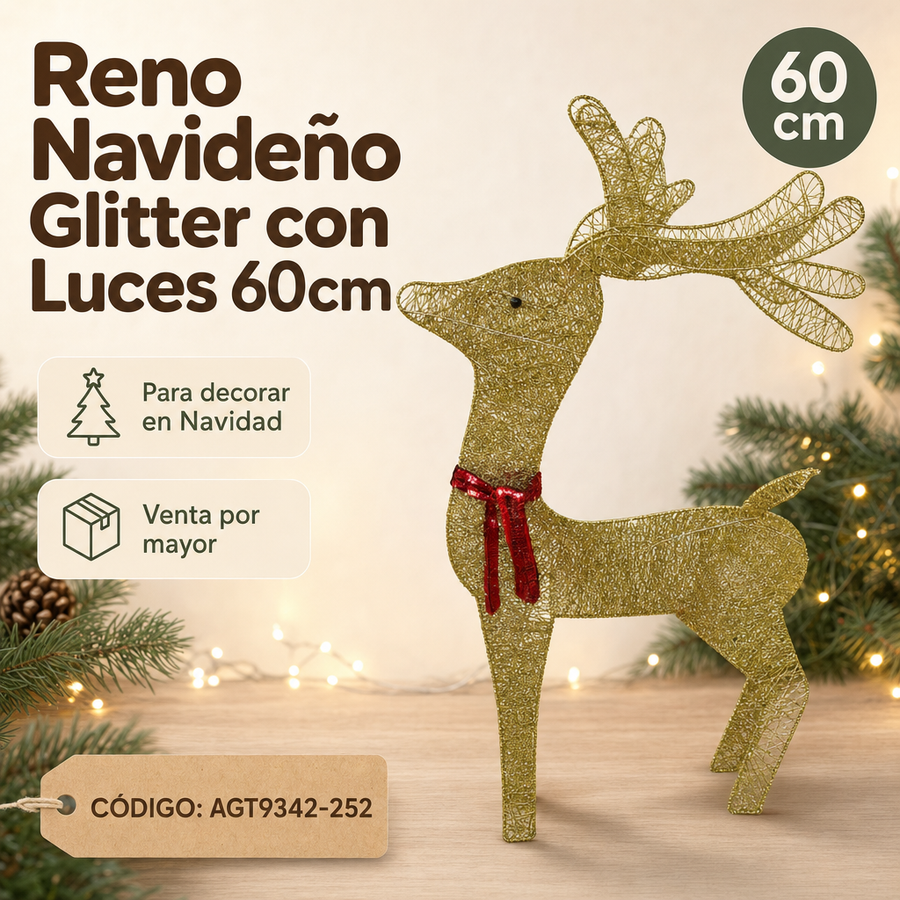 ESTATUA CIERVO CON LUCES CHICO AGT9342-252