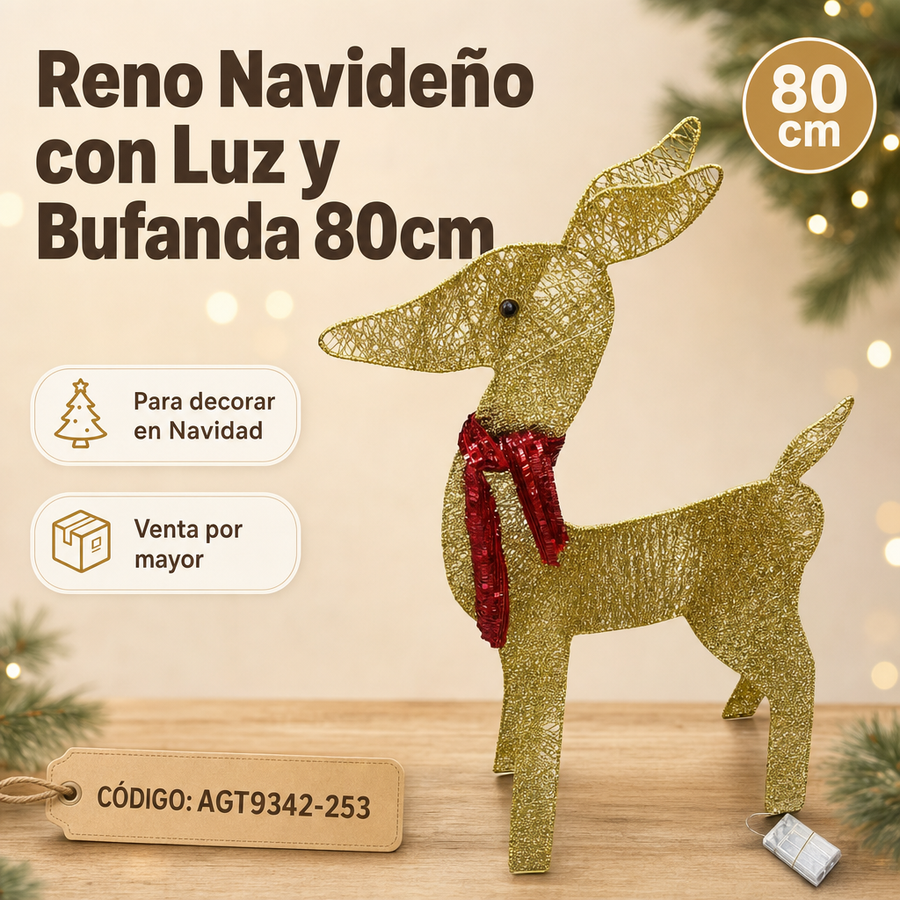 ESTATUA CIERVO CON LUCES MEDIANO AGT9342-253