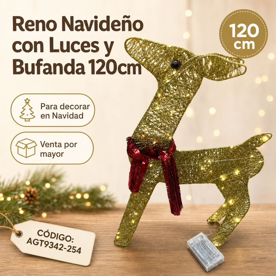 ESTATUA CIERVO CON LUCES GRANDE AGT9342-254