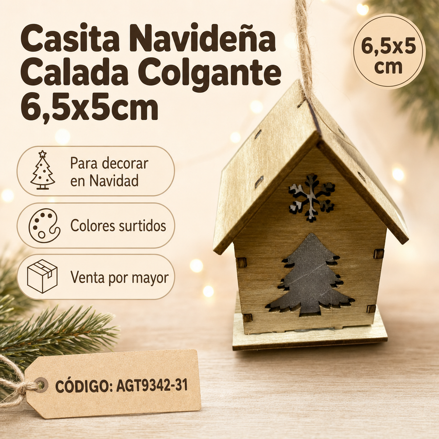 CASITA DE MADERA CON LUZ NAVIDAD AGT9342-31
