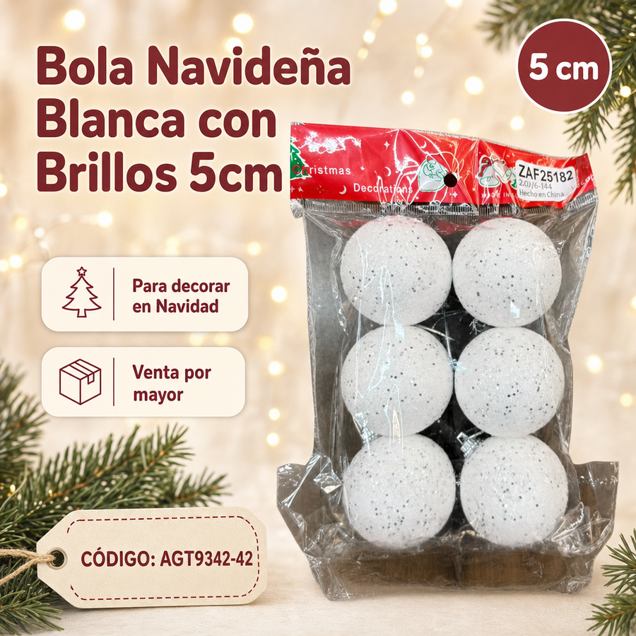 PELOTA NAVIDAD BLANCO X6 AGT9342-42