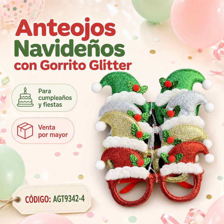 ANTEOJO NAVIDAD CON HOJAS Y POMPOM AGT9342-4