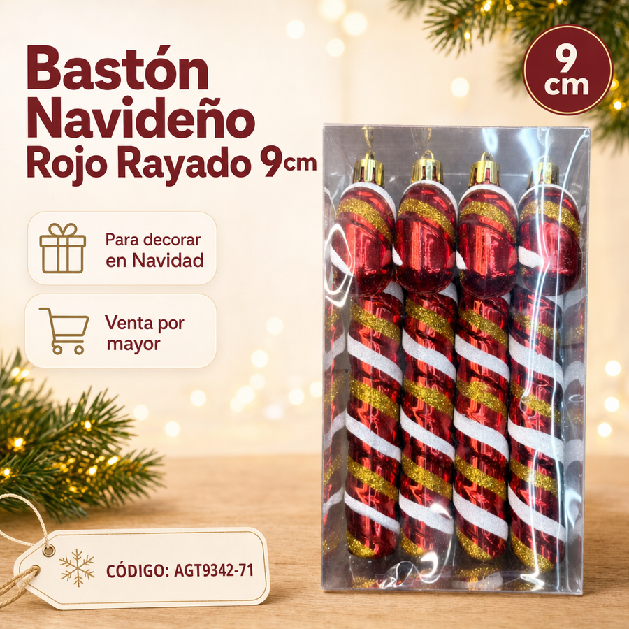 BASTON ROJO BLANCO DORADO X4 AGT9342-71