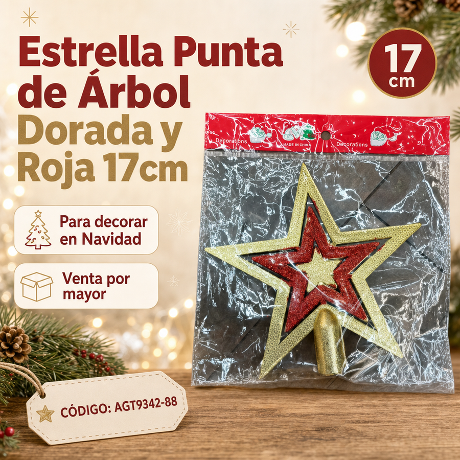 ESTRELLA NAVIDAD ROJO DORADO AGT9342-88