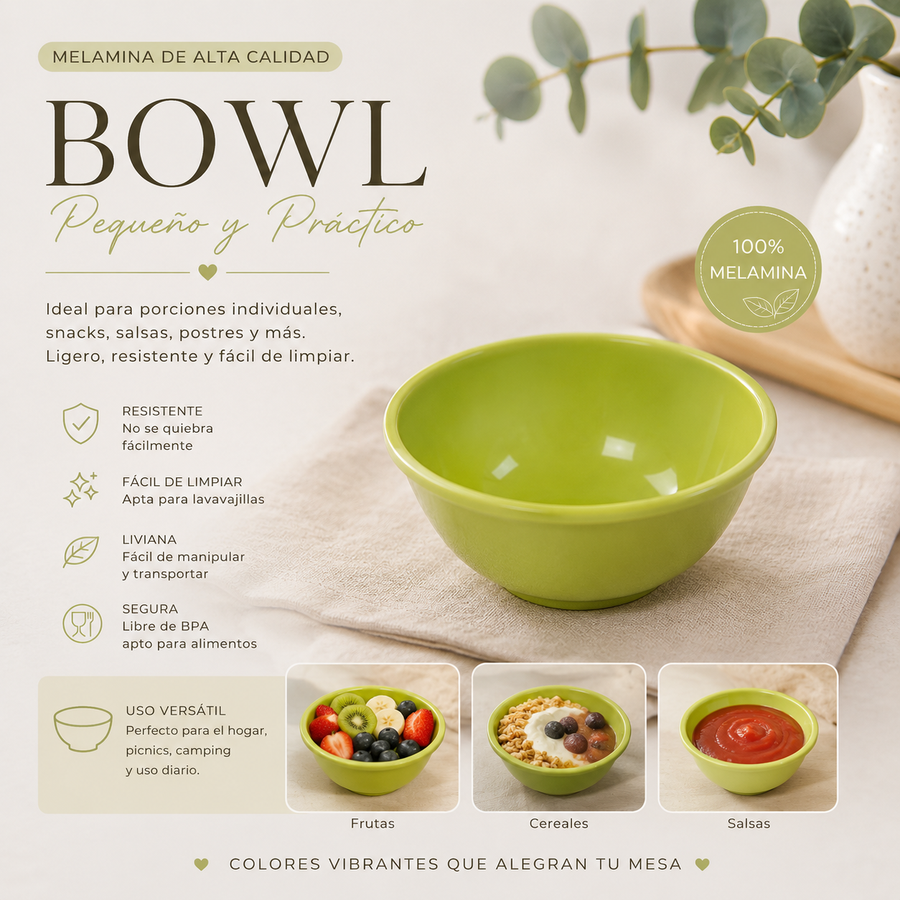100%MELAMINA BOWL VERDE 12.5*3.5CM 39044