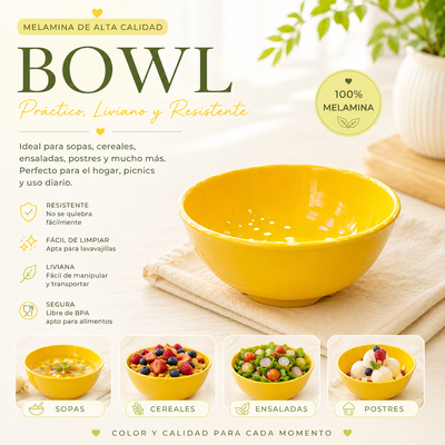 100% MELAMINA BOWL REDONDO AMARILLO 11.5CM JS504L