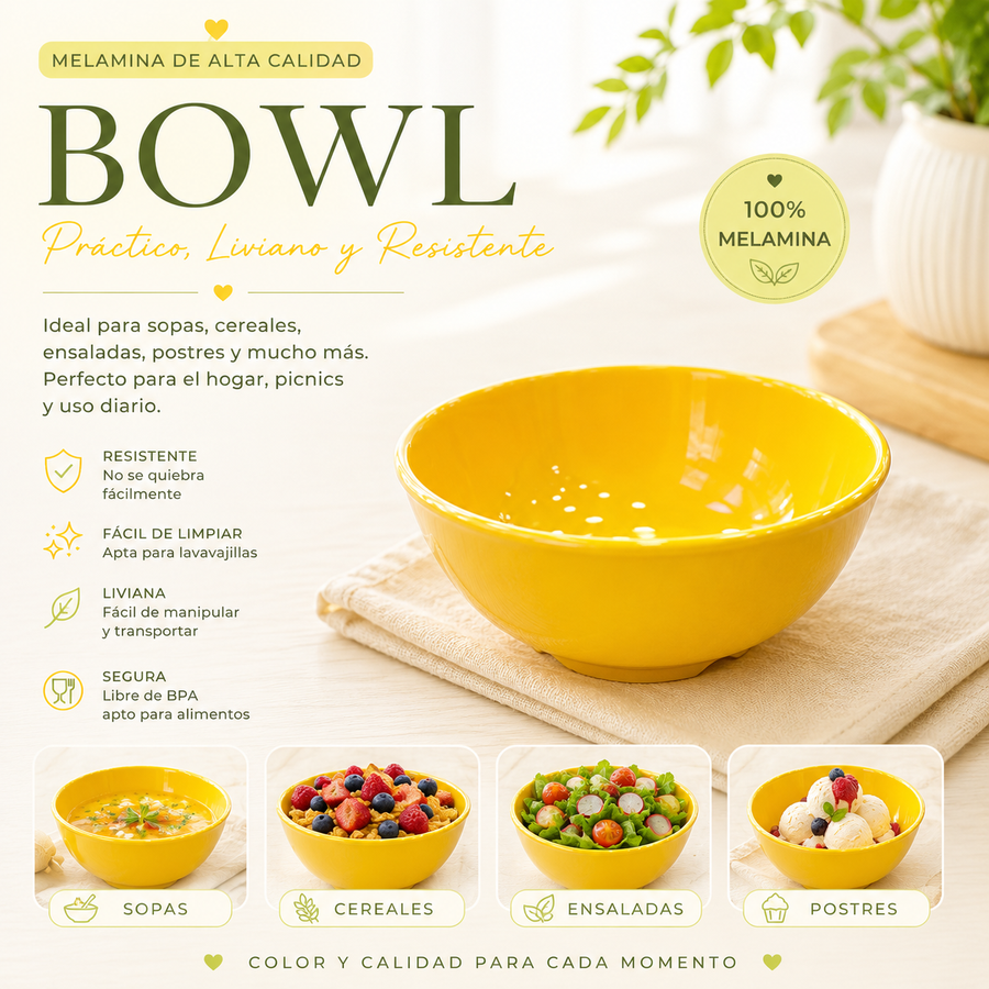 100%MELAMINA BOWL REDONDO AMARILLO 11.5CM JS504L