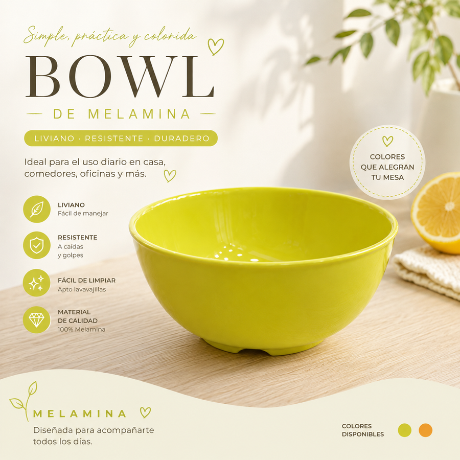 100%MELAMINA BOWL REDONDO AMARILLO 15.5CM JS506L