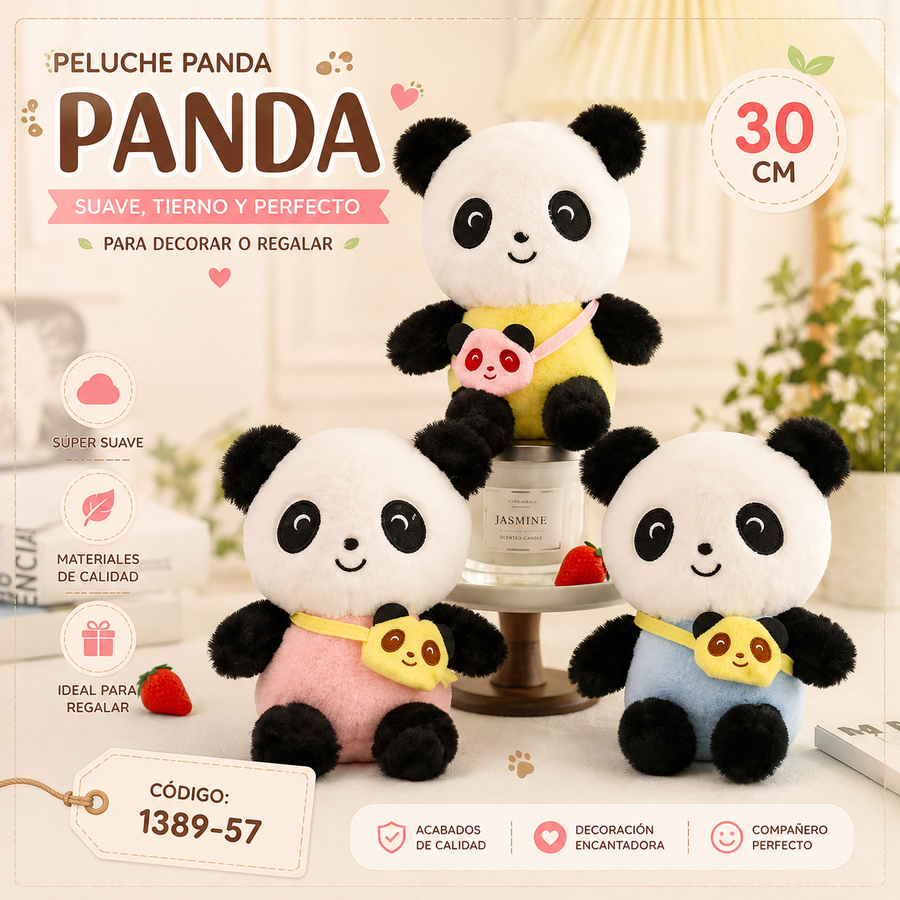 PELUCHE PANDA C/CARTERA 30CM 1389-57