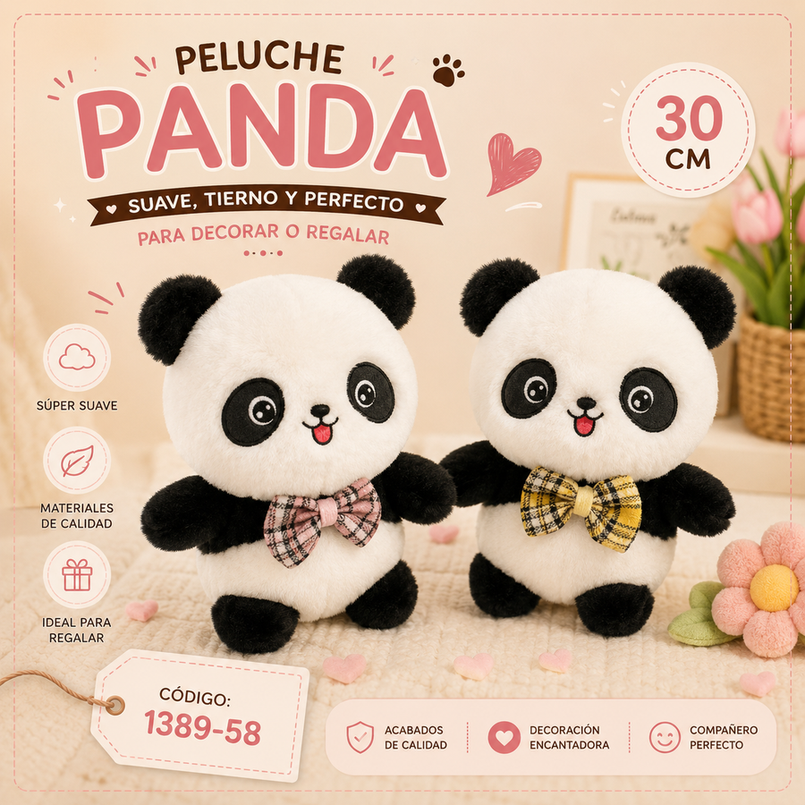 PELUCHE PANDA C/MONO 30CM 1389-58