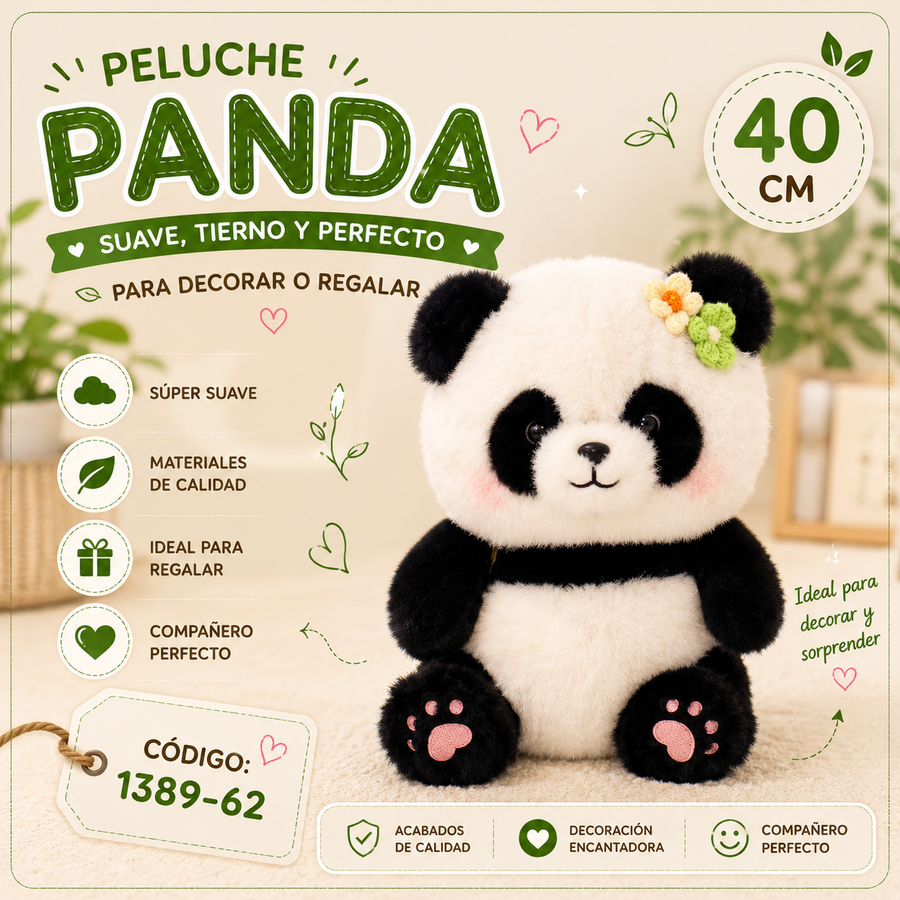 PELUCHE PANDA C/MOCHILA DE PALTA 40CM 1389-62