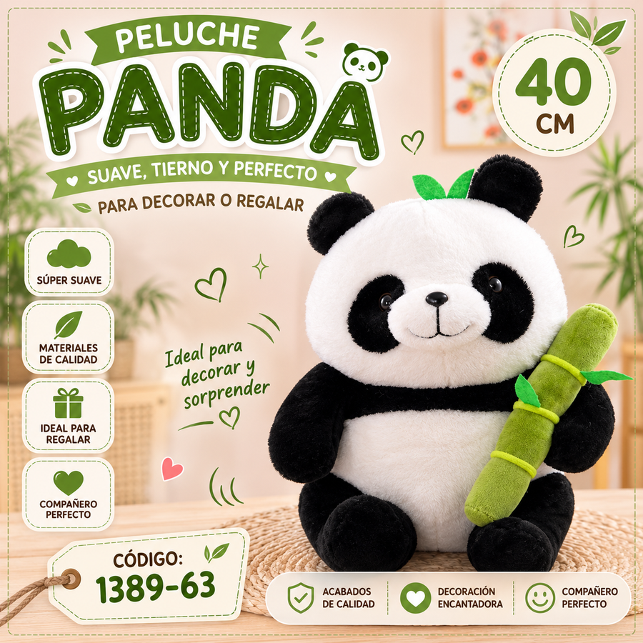 PELUCHE DE PANDA C/BAMBOO 40CM 1389-63
