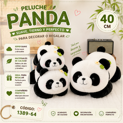 PELUCHE PANDA C/FLOR Y PERLA 40CM 1389-64