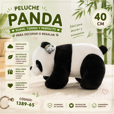PELUCHE DE PANDA ACOSTADO 40CM 1389-65