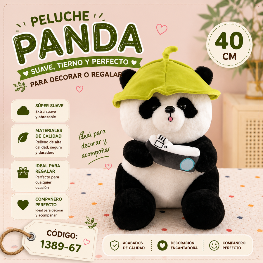 PELUCHE FOTOGRAFO PANDA 40CM 1389-67