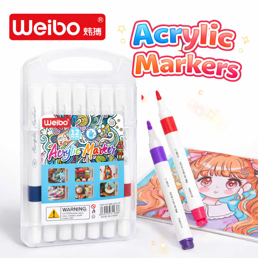 WEIBO ACRYLIC MARKER 12 COLORS WB100512A